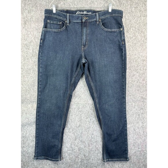 Eddie Bauer Jeans Men's 40 Blue Dark Wash Straight Leg Flex Stretch - Picture 1 of 8